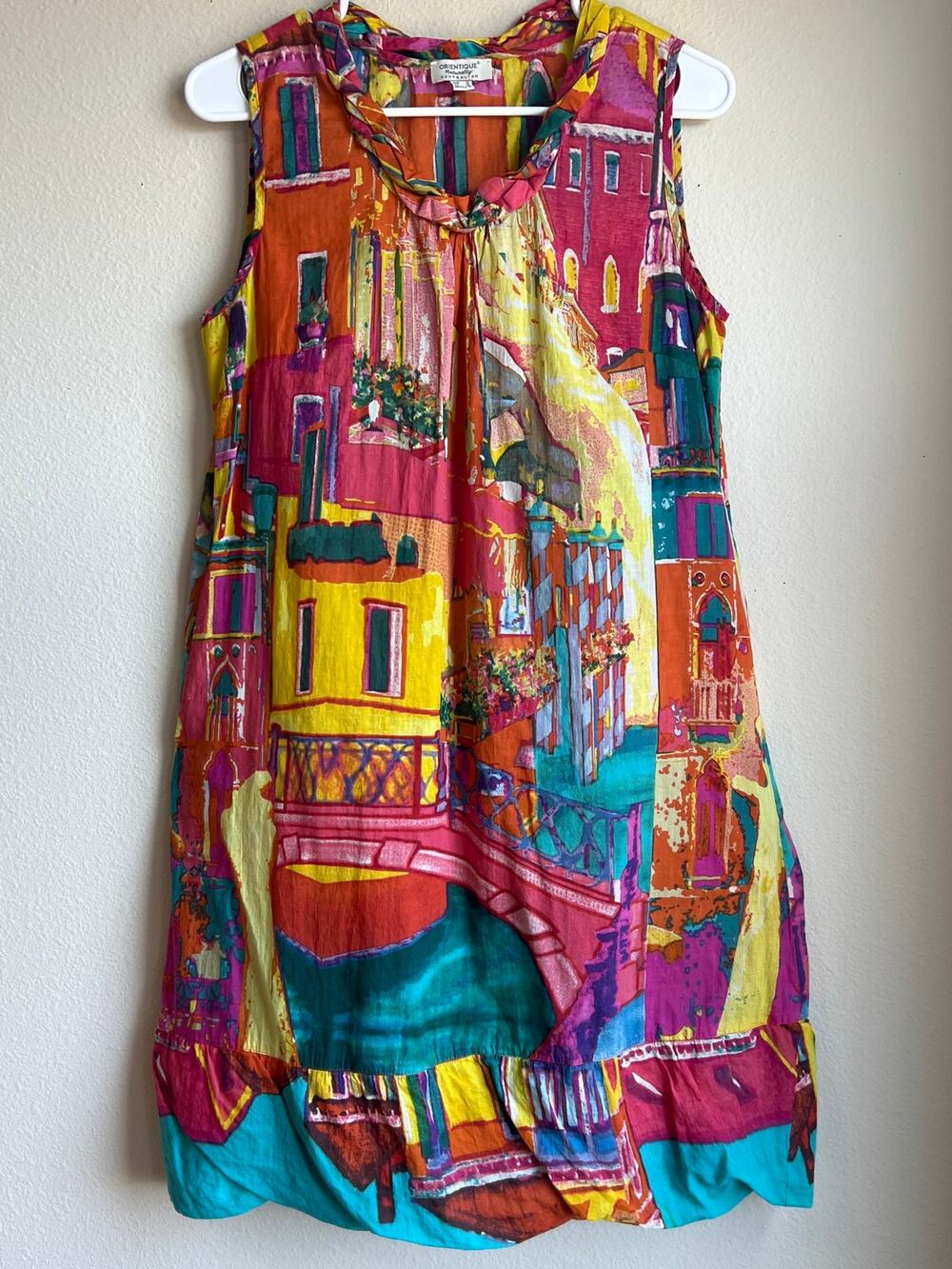 Orientique Naturally Australian Venice Italy Village Cotton Bubble Dress Small